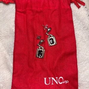 UNOde50 Silver and Black Earrings